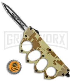 1918 Tan Digital Camo OTF Automatic Knuckle Knife - Dagger Two-Tone -Elite Knives Shop 1918 Tan Digital Camo OTF Auto Knuckle Dagger TT GX 36188 jr bottlecap large