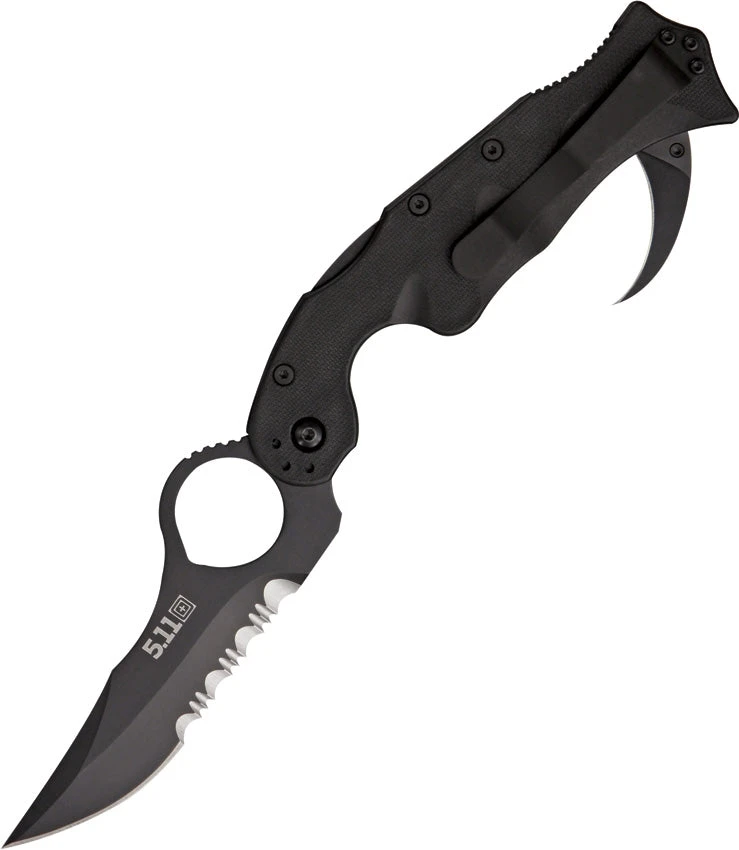 5.11 Tactical Double Duty Karambit Lockback Folding Serrated Blade Black FRN Handle Knife 51072 3 5.11 Tactical Double Duty Karambit Lockback Folding Serrated Blade Black FRN Handle Knife 51072