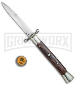 AGA Campolin 13" Stiletto Swinguard Cocobolo Wood Automatic Knife - Bayonet -Elite Knives Shop AGA Campolin 13in Swingaurd Auto Cocobolo Satin Bayo BHQ 77551 jr bottlecap large