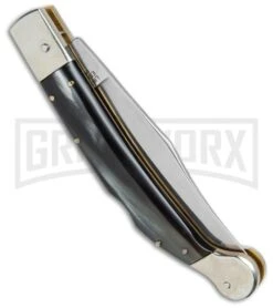 AGA Campolin Sahara Dark Horn Italian Stiletto Automatic Knife - Mirror Plain 8 AGA Campolin Sahara Dark Horn Italian Stiletto Automatic Knife - Mirror Plain -Elite Knives Shop AGA Campolin 9in Shara Italian Stiletto LB Dark Horn Mirror BHQ 74050 jr side large