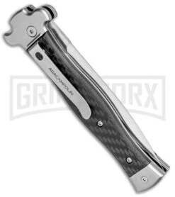 AGA Campolin Zero Carbon Fiber Leverlock Automatic Knife - Dagger Satin Plain -Elite Knives Shop AGA Campolin Zero Dagger LL Auto CF Satin AGA01CF SD BHQ 79656 jr side large