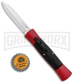 AKC 007 Concord Red/Black OTF Automatic Knife - Dagger Satin -Elite Knives Shop AKC 007 Concord OTF Red Satin Dagger GX 30498 jr bottlecap large