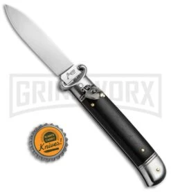 AKC 8" Shot Shell Puller Lever Lock Ebony Wood Automatic Knife - Flat Plain -Elite Knives Shop AKC 8in Shot Puller LL Ebony Wood BP 19888 jr bottlecap large