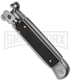 AKC 8" Shot Shell Puller Lever Lock Ebony Wood Automatic Knife - Flat Plain -Elite Knives Shop AKC 8in Shot Puller LL Ebony Wood BP 19888 jr spine large