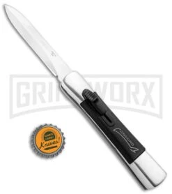 AKC Concord Polish/Black OTF Automatic Knife - Dagger Satin Plain -Elite Knives Shop AKC Concord Dagger OTF Auto Polish Black Satin BHQ 92038 jr bottlecap large