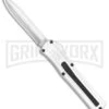 AKC F-20 White D/A OTF Automatic Knife - Dagger Satin Plain -Elite Knives Shop AKC F 20 DA Dagger OTF Auto White Satin BHQ 141065 jr 2 large