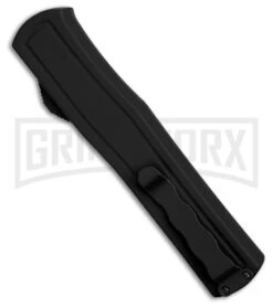 AKC F-20 D/A Dagger Black Aluminum OTF Automatic Knife - Two Tone Plain -Elite Knives Shop AKC F20 DA Dagger OTF AK Black Alum 3in Two Tone BHQ 178763 td side large