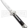 AKC 7.75" Leverletto Ebony Automatic Knife - Satin Bayonet -Elite Knives Shop AKC Leverletto LL Auto Ebony Bayo BHQ 92878 jr large