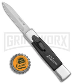 AKC Minion Concord Polish/Black OTF Automatic Knife - Satin Dagger -Elite Knives Shop AKC Minion Concord Polish Black OTF Auto Satin Dagger GX 41033 jr bottlecap large