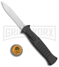 AKC X-treme EVO Black OTF Automatic Knife W/ Pocket Clip - Satin Plain -Elite Knives Shop AKC X Treme EVO OTF Auto Black Satin DP BHQ 141226 jr bottlecap large
