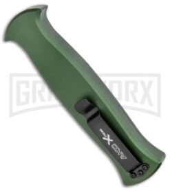 AKC X-treme EVO Green OTF Automatic Knife - Satin DE Dagger 8 AKC X-treme EVO Green OTF Automatic Knife - Satin DE Dagger -Elite Knives Shop AKC X treme EVO OTF Auto Green Satin DE Dagger BHQ 134949 jr side 2 large