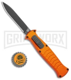 AKC X-treme EVO Orange OTF Automatic Knife - Black Plain -Elite Knives Shop AKC X treme EVO OTF Auto Orange Black BHQ 105416 jr bottlecap large