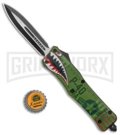 Atomic Defender Large OTF Automatic Knife Green Warhawk - Two Tone Dagger -Elite Knives Shop Atomic Defender Large OTF Auto Green Warhawk TT Dagger GX 37732 jr bottlecap large