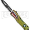 Large Atomic Defender OTF Yellow Warhawk Automatic Dagger Knife - Two Tone Serr -Elite Knives Shop Atomic Defender Large OTF Auto Yellow Warhawk TT Dagger Double Serr GX 38218 jr large