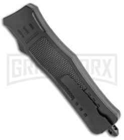 Atomic Defender Medium OTF Automatic Knife Black - Satin Drop Point -Elite Knives Shop Atomic Defender Medium OTF Auto Black Satin DP GX 35866 jr side large