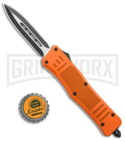 Atomic Defender Medium OTF Automatic Knife Orange - Two Tone Dagger -Elite Knives Shop Atomic Defender Medium OTF Auto Orange TT Dagger GX 38583 jr bottlecap large