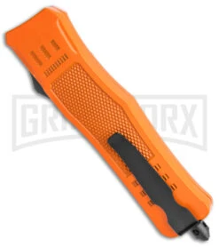 Atomic Defender Medium OTF Automatic Knife Orange - Two Tone Dagger -Elite Knives Shop Atomic Defender Medium OTF Auto Orange TT Dagger GX 38583 jr side large