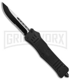 Atomic Defender Large OTF Automatic Knife Black - Serr Two Tone Drop Point