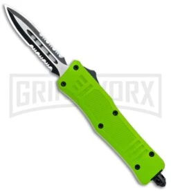Atomic Defender Mini OTF Automatic Knife Zombie Green - Serr Two Tone Dagger