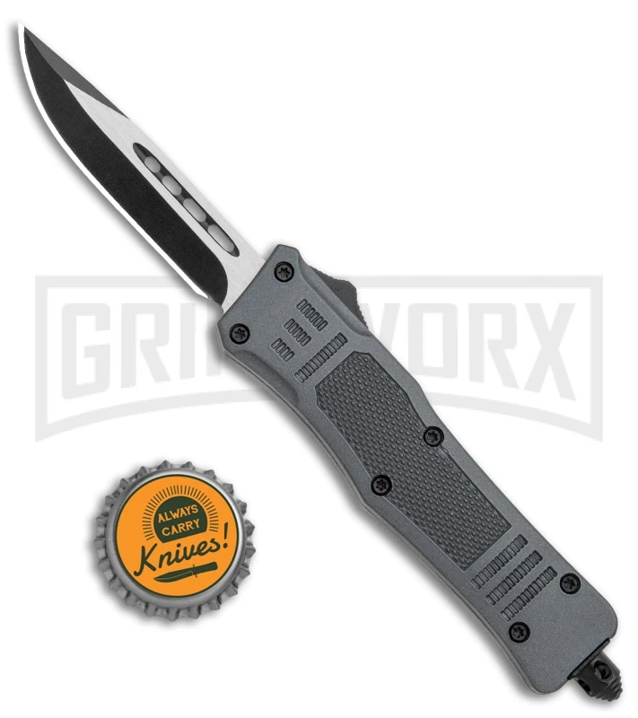 Atomic Defender Mini OTF Automatic Knife Gray - Two Tone Drop Point 7 Atomic Defender Mini OTF Automatic Knife Gray - Two Tone Drop Point - Image 5