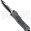 Atomic Defender Mini OTF Automatic Knife Gray - Two Tone Drop Point -Elite Knives Shop Atomic Mini Defender DP Gray OTF Auto TT GX 35896 jr large
