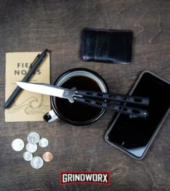 Bear & Son 114 & 114TR Butterfly Knife 2-Pack -Elite Knives Shop Bear Son 114B Large Butterfly Knife Black Satin BHQ 0364 kp lifestyle web large