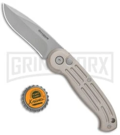 Boker Magnum Speedmaster Champagne Automatic Knife - Bead Blast Plain -Elite Knives Shop Boker Magnum DP Auto Champagne BB 01BO007 BHQ 0099 jr bottlecap large