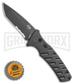 Boker Plus Strike Automatic Knife - Tanto Black Serrated -Elite Knives Shop Boker Plus Strike Tanto Automatic Knife 3.25 Black Serr 01BO401N LS Bottlecap large