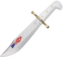 Case Cutlery XX White Synthetic Handle USA Bowie Knife + Leather Sheath 12398
