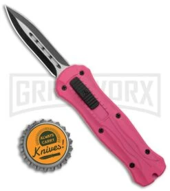Coffin Blaster 2.0 Textured Pink/Black DA/OTF Automatic Knife - Black Plain -Elite Knives Shop Coffin Blaster 2.0 Textured Pink Black DA OTF Auto TT Dagger GX 37852 jr bottlecap large