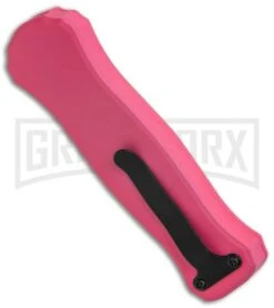 Coffin Blaster 2.0 Textured Pink/Black DA/OTF Automatic Knife - Black Plain -Elite Knives Shop Coffin Blaster 2.0 Textured Pink Black DA OTF Auto TT Dagger GX 37852 jr side large