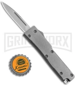 Firecracker Mini Gray HL D/A OTF Automatic Knife - Bead Blast Plain -Elite Knives Shop FIrecracker Mini Gray DA OTF Auto BB 2706 1PK GX 35324 LS Bottlecap large