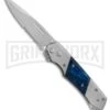 Super Knife Croc Automatic Knife Stainless W/ Blue Inlay - Satin Serr -Elite Knives Shop GA303MBL BP 25774 er large