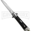 Gimel Bargeon Medium French Stiletto Black Automatic Knife - Polish Plain