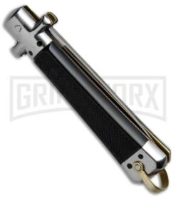 Gimel Bargeon Medium French Stiletto Black Automatic Knife - Polish Plain -Elite Knives Shop Gimel Bargeon Medium French Stiletto Black BP 19228 jr side large