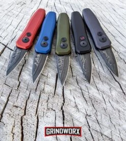 Kershaw Launch 4 Red Automatic Knife CA Legal - Damascus Plain -Elite Knives Shop Kershaw Launch 4 CA Legal Automatic Knife OD Green Damascus 7500OLDAM BHQ 91063 kp stump web large