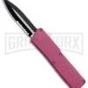 Lightning Pink D/A OTF Automatic Knife - Two-Tone Dagger Serrated -Elite Knives Shop Lightning Pink DA OTF Auto TT Dagger GX 30818 jr large