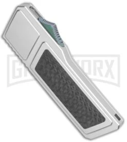 No Limit Knives Akuma OTF Automatic Knife Silver Green Hardware - Satin Plain 7 No Limit Knives Akuma OTF Automatic Knife Silver Green Hardware - Satin Plain -Elite Knives Shop No Limit Knives Akuma OTF Auto Silver Green Hardware Satin Plain GX 35284 jr spine large