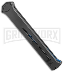 Paragon Estiletto Black Bolt Automatic OTF Knife - Blue Tanto -Elite Knives Shop Paragon Estiletto Tanto OTF Auto Black Lightning Bolt Blue Serr EST T LB B CBLU BHQ 103600 jr side large