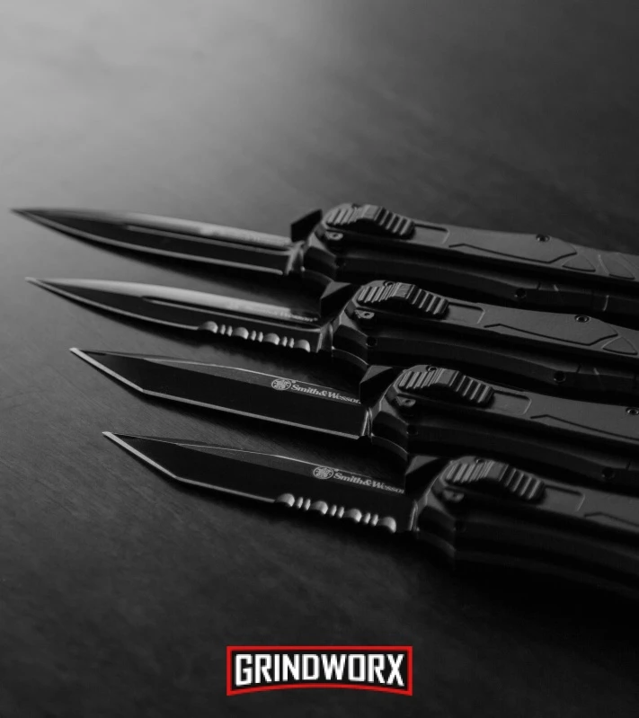 Smith & Wesson Spring Assisted Finger Actuator Spear Point OTF Knife - Black 7 Smith & Wesson Spring Assisted Finger Actuator Spear Point OTF Knife - Black - Image 5