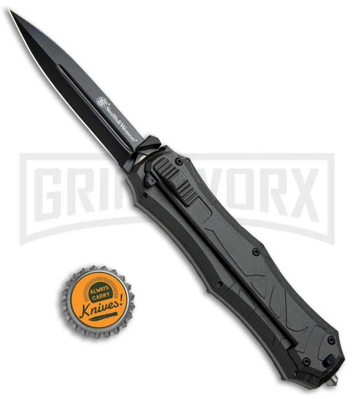Smith & Wesson Spring Assisted Finger Actuator Spear Point OTF Knife - Black 6 Smith & Wesson Spring Assisted Finger Actuator Spear Point OTF Knife - Black - Image 4