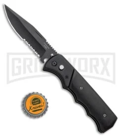 Super Knife Dingo Black Wood Automatic Knife - Black Serr -Elite Knives Shop Super Knife Dingo Black Wood Automatic Knife Black Serrated GX 33705 ns bottlecap large