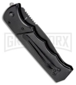 Super Knife Dingo Black Wood Automatic Knife - Black Serr -Elite Knives Shop Super Knife Dingo Black Wood Automatic Knife Black Serrated GX 33705 ns side large