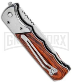 Super Knife Dingo Rosewood Automatic Knife - Satin Serr -Elite Knives Shop Super Knife Dingo Rosewood Auto Satin Serr GA623WSL GX 33498 jr side large