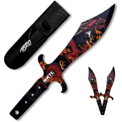 Toro Knives Tesoro Red Fire Dragon Black Stainless 3pc Throwing Knives Set 071 -Elite Knives Shop WKTL071 add 02