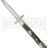 AGA Campolin 13" Stiletto Bat Swinguard Stag Horn Automatic Knife - Bayonet 2 AGA Campolin 13" Stiletto Bat Swinguard Stag Horn Automatic Knife - Bayonet -Elite Knives Shop aga 13 stag bat swing bayo large