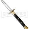 AGA Campolin 13" Stiletto Brass Swinguard Ebony Wood Automatic Knife - Bayonet -Elite Knives Shop aga 13in swing brass ebony bayo cm large
