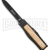 AKC Gravit-E Black/Wood Manual OTF Knife - Black Plain -Elite Knives Shop akc black natural black large
