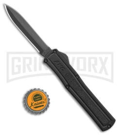 AKC F-20 Black D/A OTF Automatic Knife - Dagger Black Plain -Elite Knives Shop akc f 20 da otf auto black aluminum black dagger BHQ 177898 jr bottlecap large