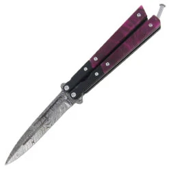 Heavy Duty Quiet Cabernet Damascus Butterfly Knife -Elite Knives Shop heavy duty quiet cabernet damascus butterfly knife 1 38968.1564504974